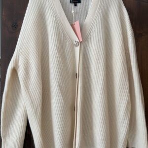 NWT Quince cashmere Cream V-Neck Button Cardigan